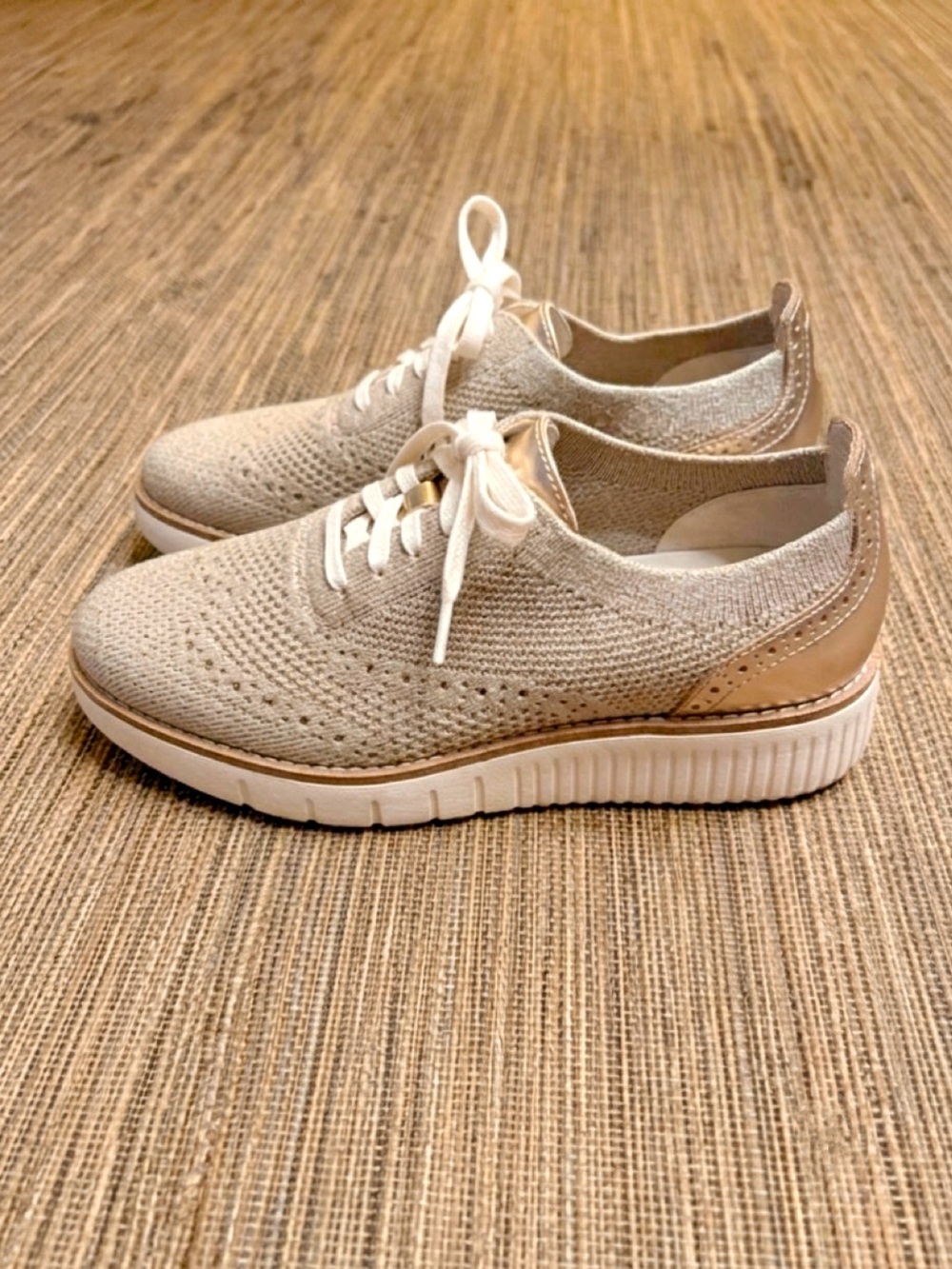 Cole Haan Grand City Platform Stitchlite Oxfords Rye Gold Metallic Sz 5 - Picture 4 of 11